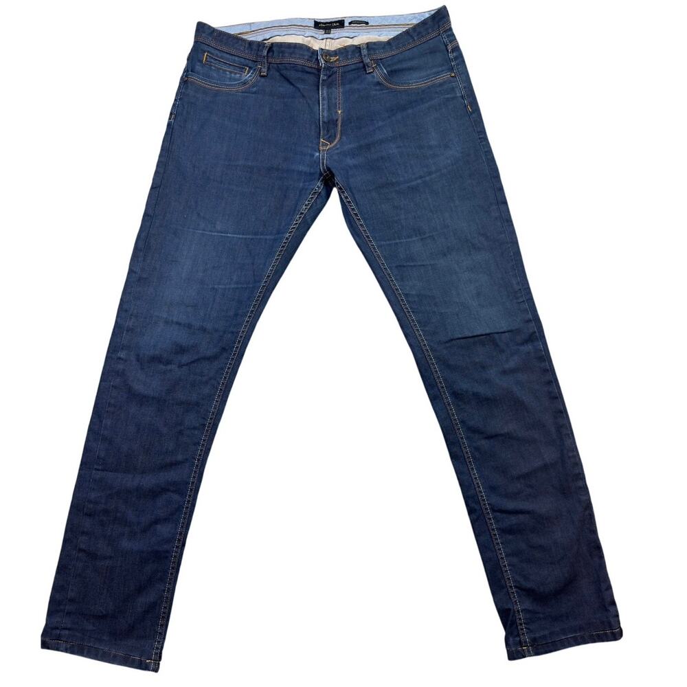 Massimo‎ Dutti Dark Wash Jeans 36 X 32 Skinny/Straight Fit Zip Fly Closure